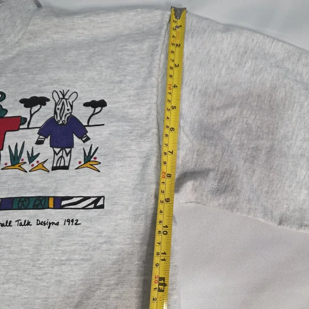 Vintage Small Talk Designs 1992 Unisex‎ Heather Gray Long Sleeve T-Shirt